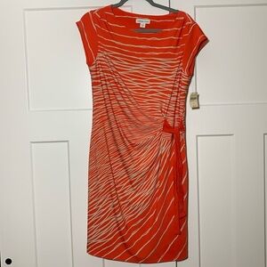 {Coldwater Creek} Vibrant Orange & Cream sidesash dress